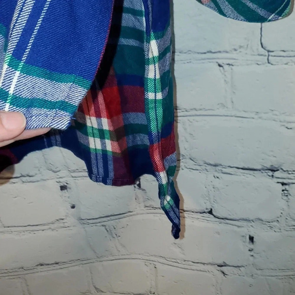 Seven 7 Plaid Flannel Button Down Hi-Low Shirt Size Large - Picture 5 of 11